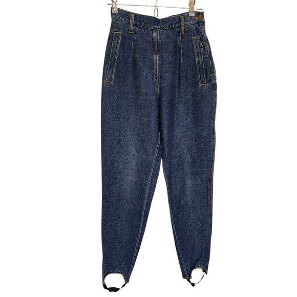 80s 90s Vintage Liz Claiborne Stirrup Jeans Denim Jodhpurs Size 8 Womens - Picture 1 of 8